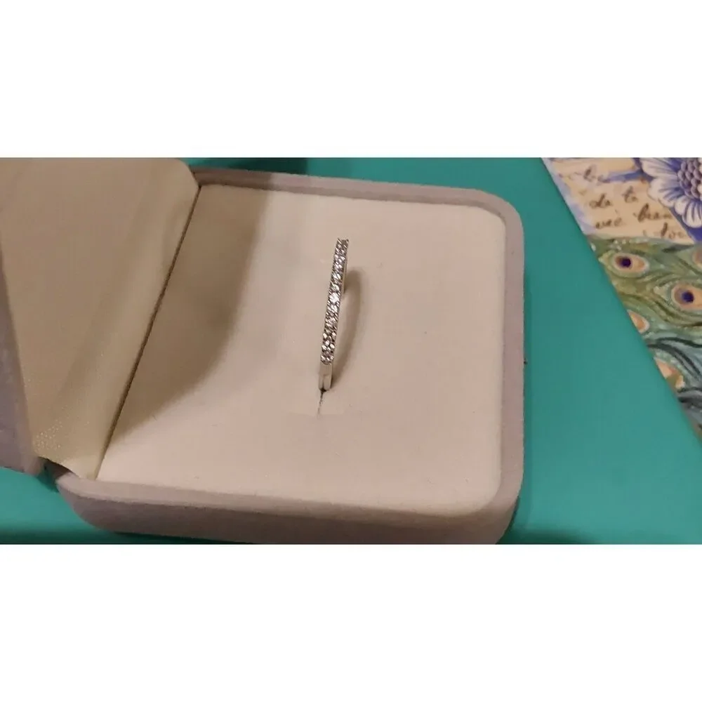 SALE~1CT. Round Cut Pave Set Genuine Moissanite Anniversary Band Ring Sz 8